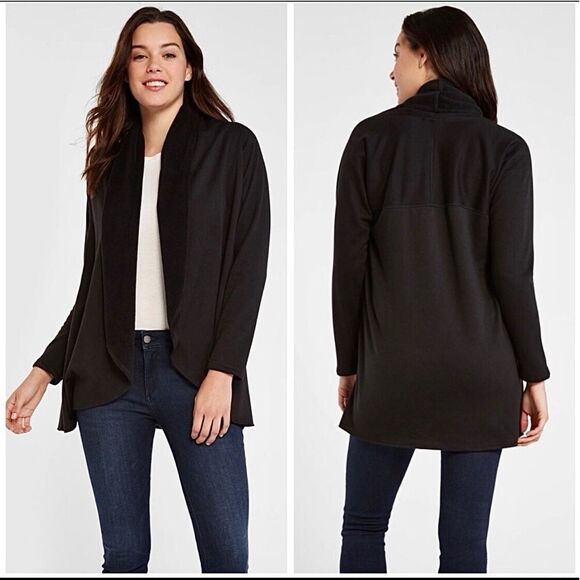 Drew Morrison Cozy Cardigan Fleece Lined Jacket Black shawl collar XS - Picture 1 of 7